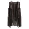 Women's Hippie Cowgirl Costume Vest, Boho 70s Fringe Denim Waistcoat view 4