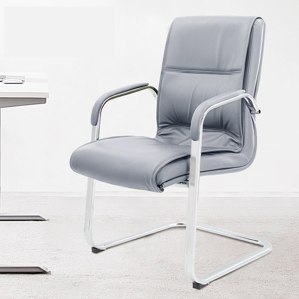 Contemporary-Style Office Chair, Stain-Resistant, Skin-Friendly Comfort and Breathability, for Offices, Meeting Rooms and Home Use (Gray, Two-Tier)