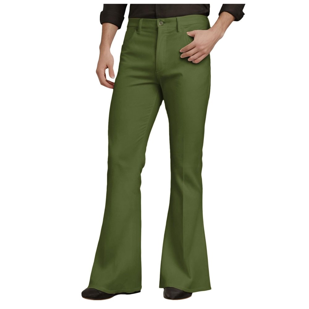 Qmfvqi Men's Flared Trousers, 1970s Hippie Disco Costume Pants