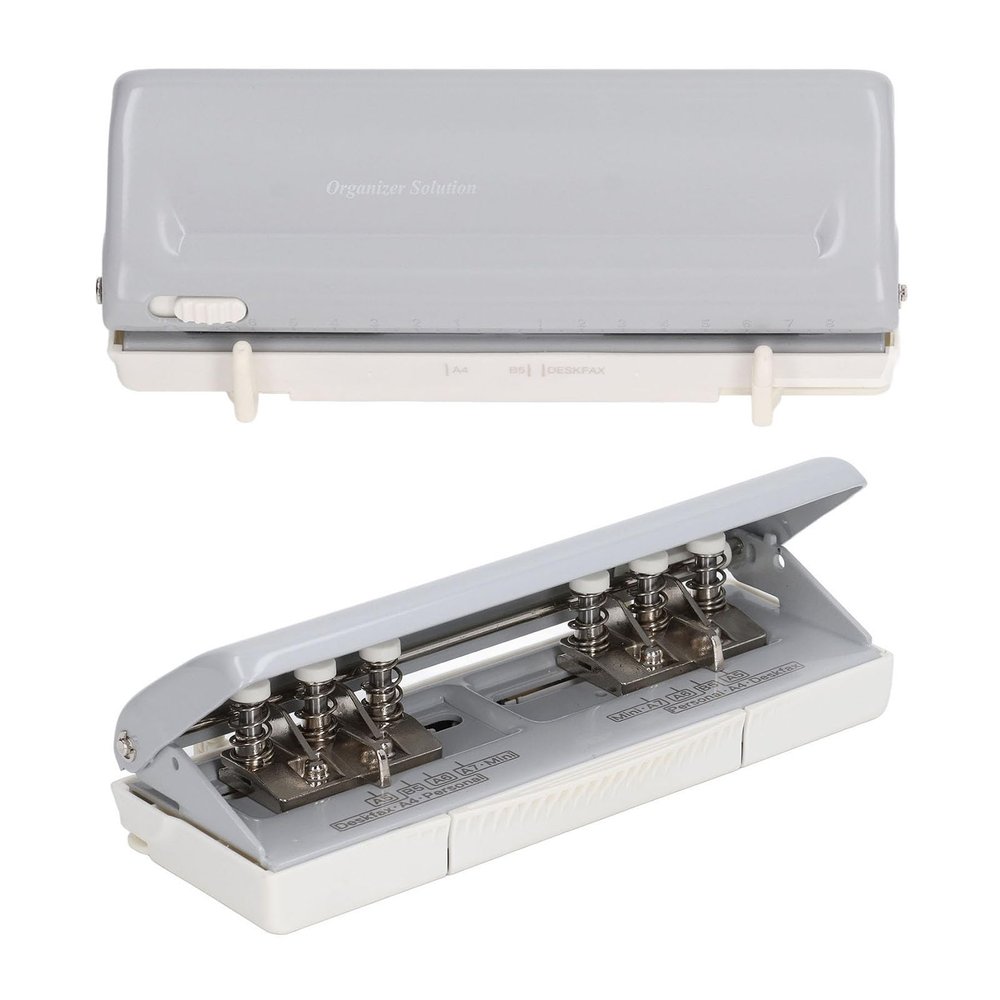 AKLOSIPY 6-Hole Punch with Center Spacing and Waste Tray, 10-Sheet Capacity, Gray