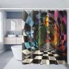 xueneige Vintage Skeleton Toilet Shower Curtain with “Smile” Text view 1