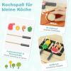 COSTWAY Kids' Outdoor Mud Kitchen with Faucet and Grill, Wooden Play Kitchen with Skewers, Play Food and Garden Tools, Ages 3+ view 4