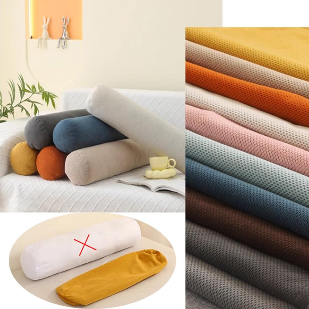 MUMUXIAO Short Plush Round Bolster Pillowcase, Cover Only, 20 x 100 cm, Coffee