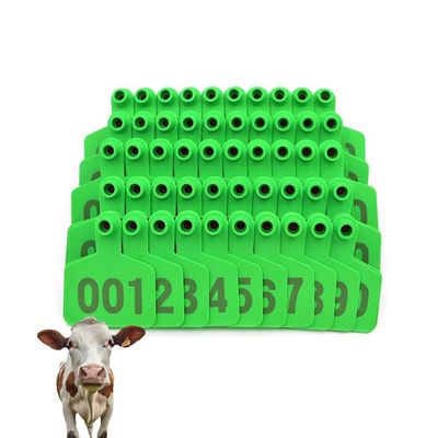 Plastic Livestock Ear Tags, Green, 4 × 5 cm, Numbered 401–500, 100-Pack