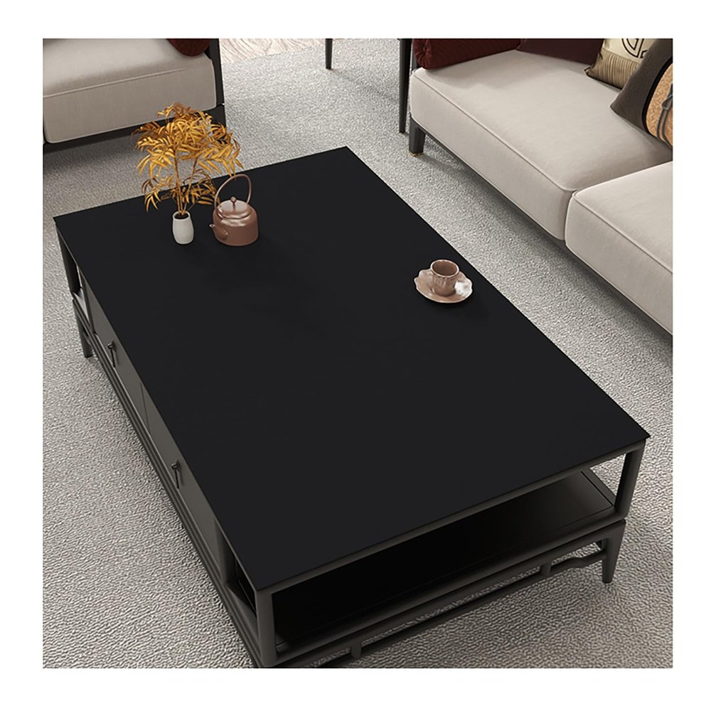 Rectangular PU Leather Table Cover, Non-Slip, Black, 30 x 45 cm