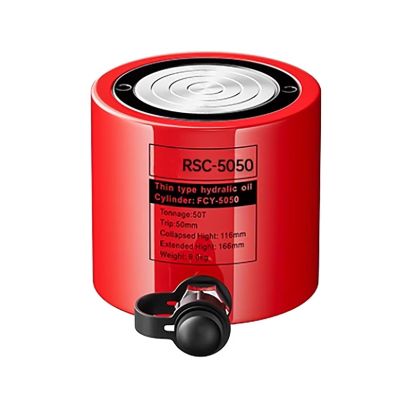 50-Ton Hydraulic Jack with Automatic Retraction, Coated Piston Rod, 2-Inch Stroke