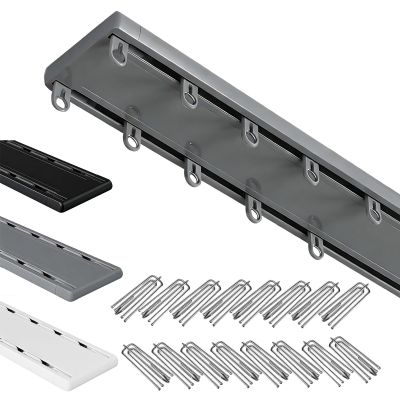 Double-Track Ceiling Curtain Track, Heavy-Duty Aluminum, Gray, 230 cm