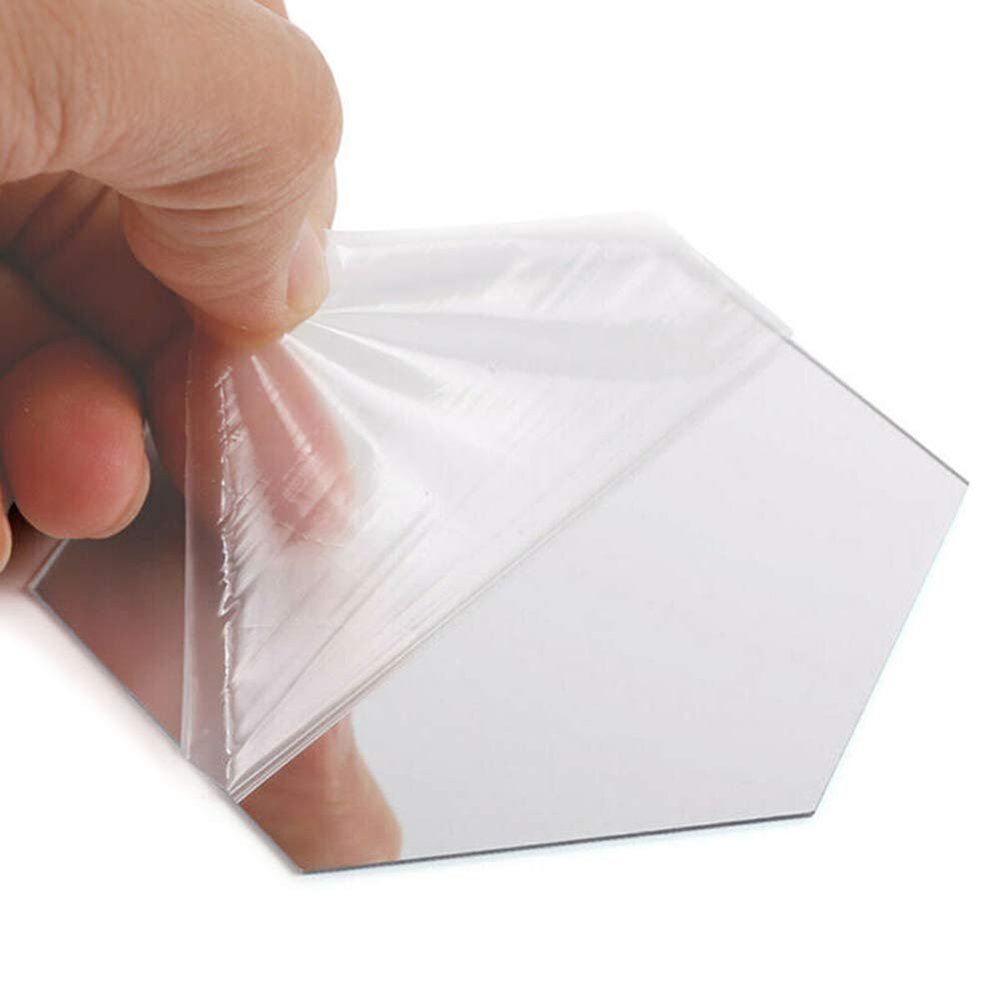 SIXRUN Hexagonal Mirror Stickers, Self-Adhesive Acrylic Tiles, 24 Pieces, Gold