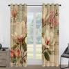 Retro Flower Blackout Curtains, Vintage Letter Design, 2-Piece Set, 245 x 140 cm view 2