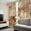 Retro Flower Blackout Curtains, Vintage Letter Design, 2-Piece Set, 245 x 140 cm view 4