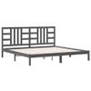 Kaloriko Solid Wood Bed Frame, Gray, 200 x 200 cm, with Headboard view 2