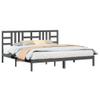 Kaloriko Solid Wood Bed Frame, Gray, 200 x 200 cm, with Headboard view 3