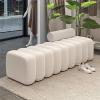 Modern Velvet Entryway Bench, Padded Shoe-Changing Stool, Elegant Bed Bench (79 x 46 x 43 cm, White) view 1