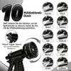 Expandable Latex Garden Hose with 3/4" & 1/2" Metal Connectors, Kink-Free, Lightweight, 10-Function Spray Nozzle (50 ft) view 2
