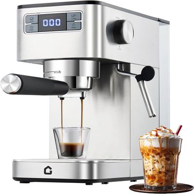 Garvee 15-Bar Espresso & Coffee Machine, Stainless Steel, 1.25 L, 1350 W