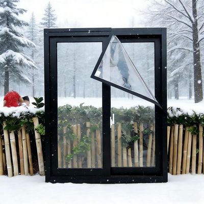 Thermo Cover Window, White Transparent EVA Insulation Film, Window Sealing Kit with Tape, Uncuttable Thermal Curtain (Black, 1100 x 1900 mm)