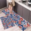 GDJSMIN 2-Piece Kitchen Rug Set, Geometric Diamond Pattern, Non-Slip, Washable, Blue view 1