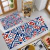 GDJSMIN 2-Piece Kitchen Rug Set, Geometric Diamond Pattern, Non-Slip, Washable, Blue view 2