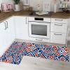 GDJSMIN 2-Piece Kitchen Rug Set, Geometric Diamond Pattern, Non-Slip, Washable, Blue view 3