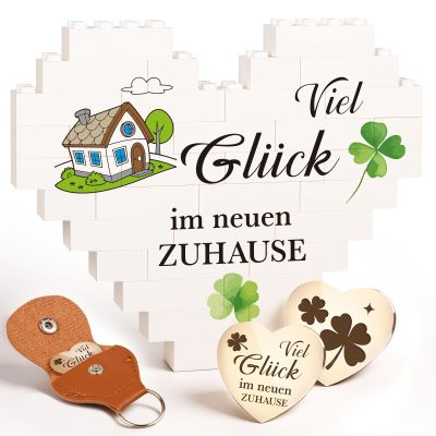 Giftota Housewarming Gift with Heart-Shaped Building Blocks and Lucky Charm