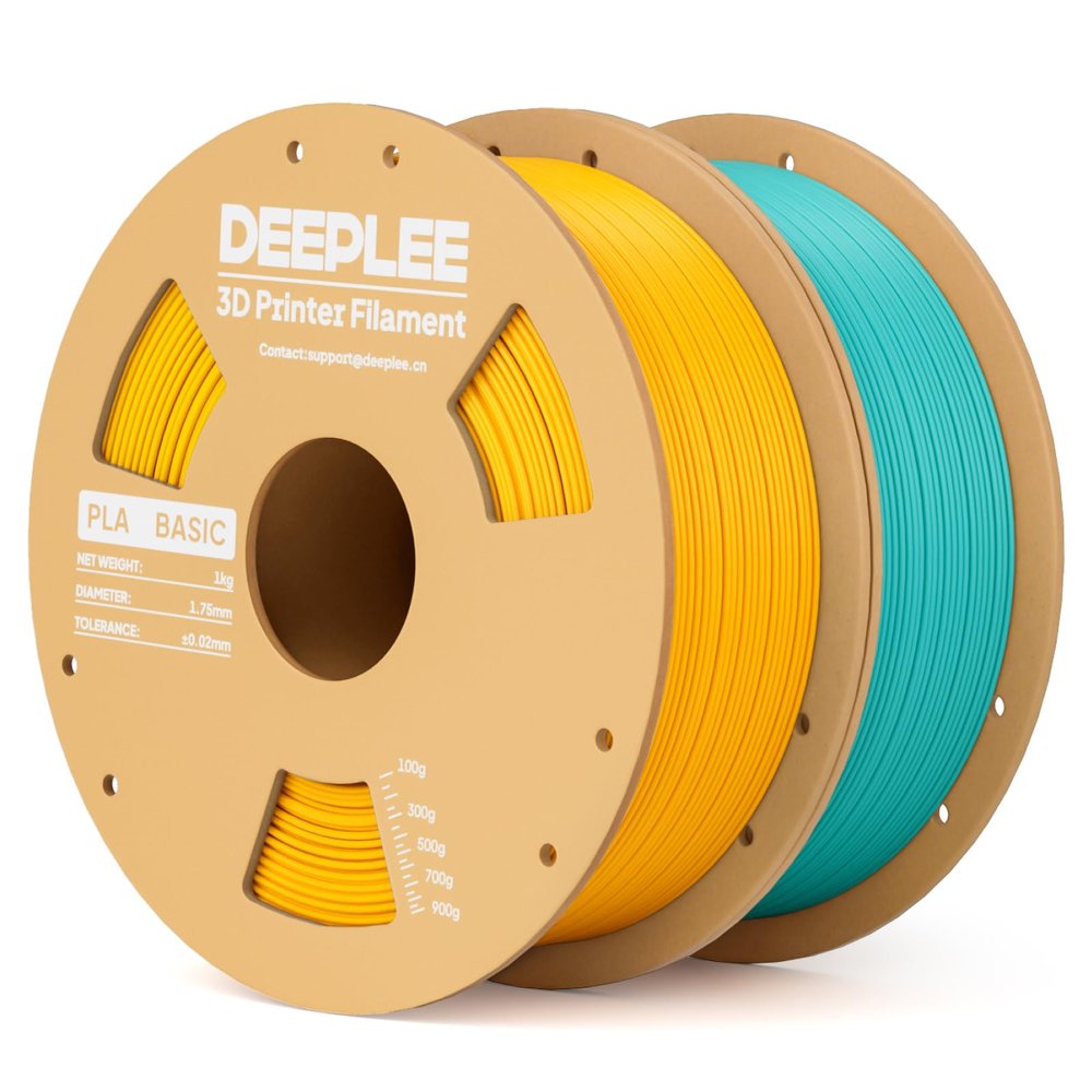 DEEPLEE Basic PLA Filament 2kg Sunflower Yellow/Turquoise