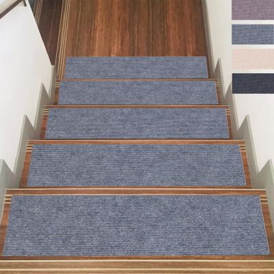 ZXIAOHUI Stair Treads 21 x 72 cm, Soft Pile, Self-Adhesive and Non-Slip, Cuttable, Reusable, 5-Pack