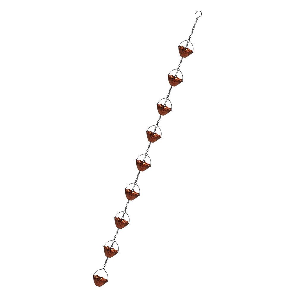 MALSSE Artistic Rain Collection Rain Chain with Metal Flower Cups