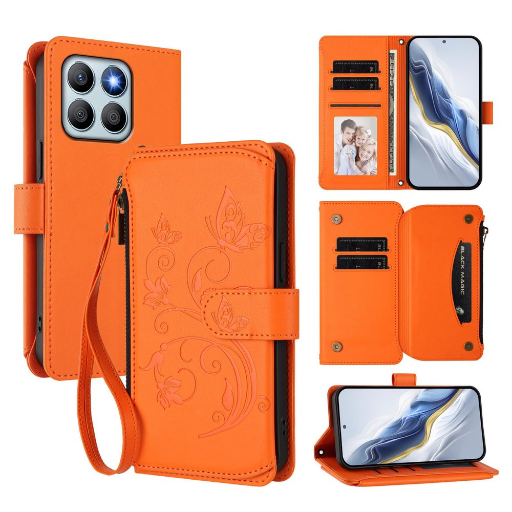 XFDSFDL Wallet Case for Honor X8b LLY-LX1/LX2/LX3 (6.7 in), Orange