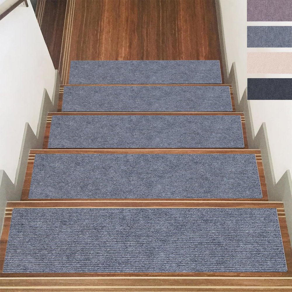 ZXIAOHUI Stair Treads 35 x 78 cm, Soft Pile, Self-Adhesive, Non-Slip, Cuttable, Reusable, 5-Pack