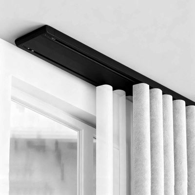 Double-Row Ceiling Curtain Track Set, Silent-Glide Rails, Black, 1.2 m (3.9 ft)
