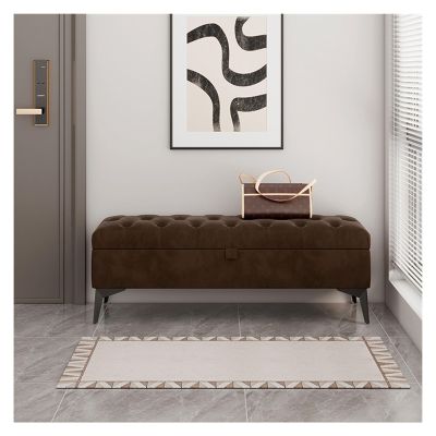 Upholstered Velvet Storage Bench for the Foot of the Bed, Coffee, 150 × 40 × 43 cm