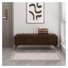 Upholstered Velvet Storage Bench for the Foot of the Bed, Coffee, 150 × 40 × 43 cm view 1