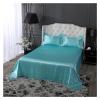 Ice Silk Bedding Sheet Set, Green or Red, Solid Color, 2 Sizes, with 2 Pillowcases view 1