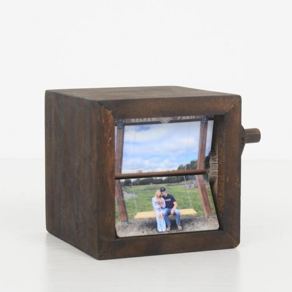 Personalized Wooden Photo Flipbook Crank Box, Custom Animated Photo Book, Home Decor (Walnut Wood)