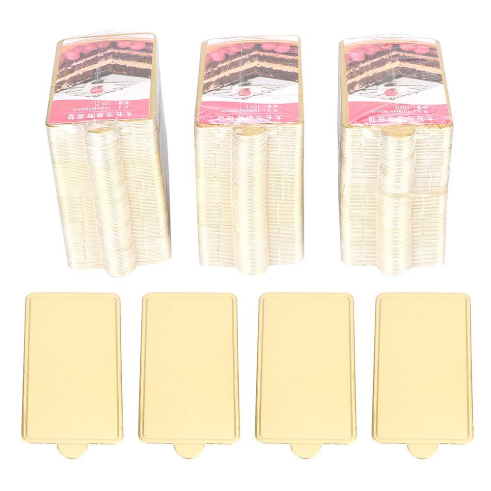 Buachois 300-Pack Gold Rectangular Cake Boards, 100 x 60 mm