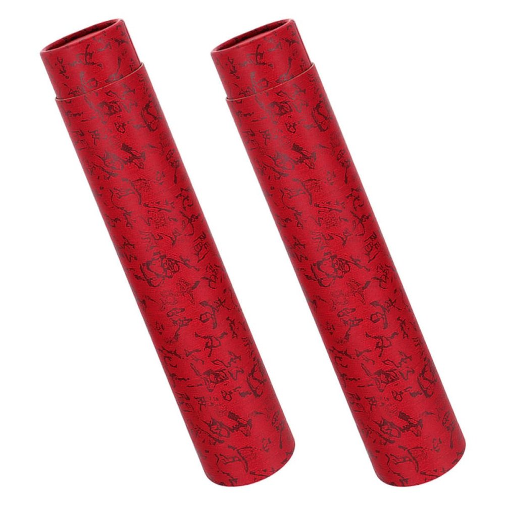 STOBAZA 2-Pack Storage Tubes for Calligraphy Scrolls and Posters, Adjustable 35–62 cm, Cedar Red