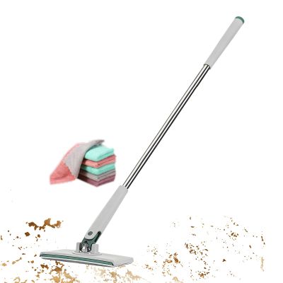Clip Mop, Reusable Cleaning Supplies Without Washing, Kitchen Dust Mop with 4 Refill Cloths