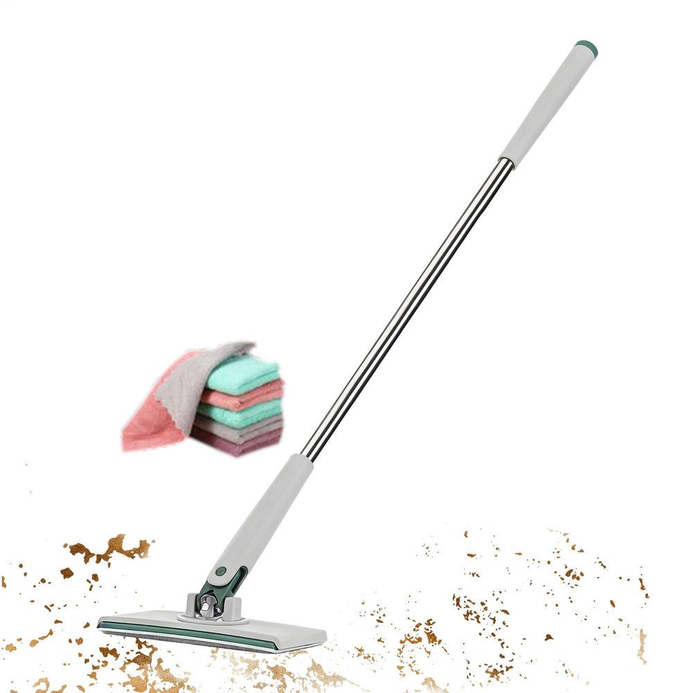 Clip Mop, Reusable Cleaning Supplies Without Washing, Kitchen Dust Mop with 4 Refill Cloths