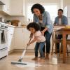 Clip Mop, Reusable Cleaning Supplies Without Washing, Kitchen Dust Mop with 4 Refill Cloths view 3