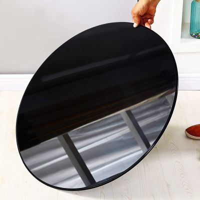 Round Tempered Glass Tabletop, 40/50/60/80 cm, Black/Brown, Rounded Edges