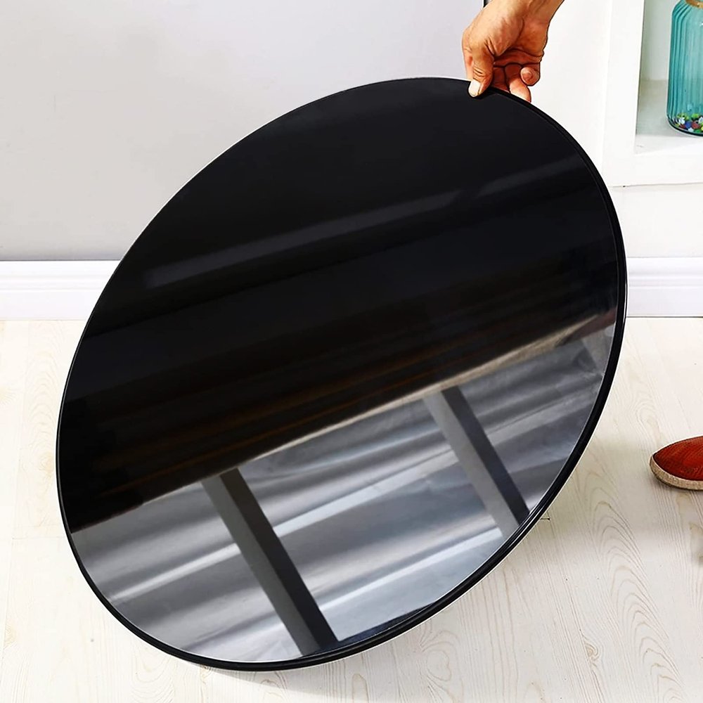 Round Tempered Glass Tabletop, 40/50/60/80 cm, Black/Brown, Rounded Edges