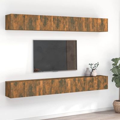 ChicAbode 8-Piece TV Cabinet Set, Smoked Oak, 60 x 30 x 30 cm