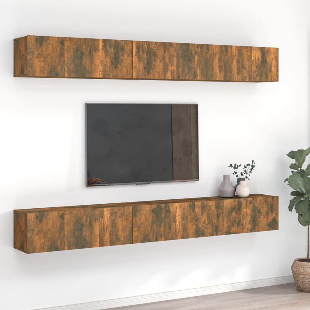 ChicAbode 8-Piece TV Cabinet Set, Smoked Oak, 60 x 30 x 30 cm