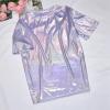 Women's Silver Metallic Short-Sleeve Sequin Top view 3