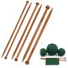 ACKKOR 6-Piece Bamboo Knitting Needle Set, 6, 8, 10 mm, 25 cm, Single-Pointed, for Kids and Beginners view 1