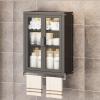 Wall-Mounted Bathroom Cabinet with Acrylic Doors, Metal Shelf and Towel Rack for Over-the-Toilet Storage view 1