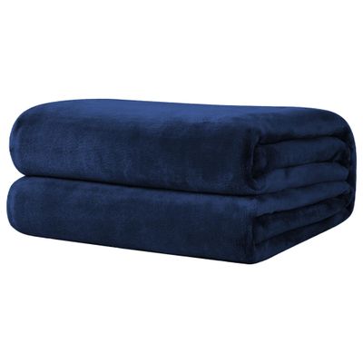 Sofa Throw Blanket 200 x 220 cm, Fluffy and Soft, Navy Blue
