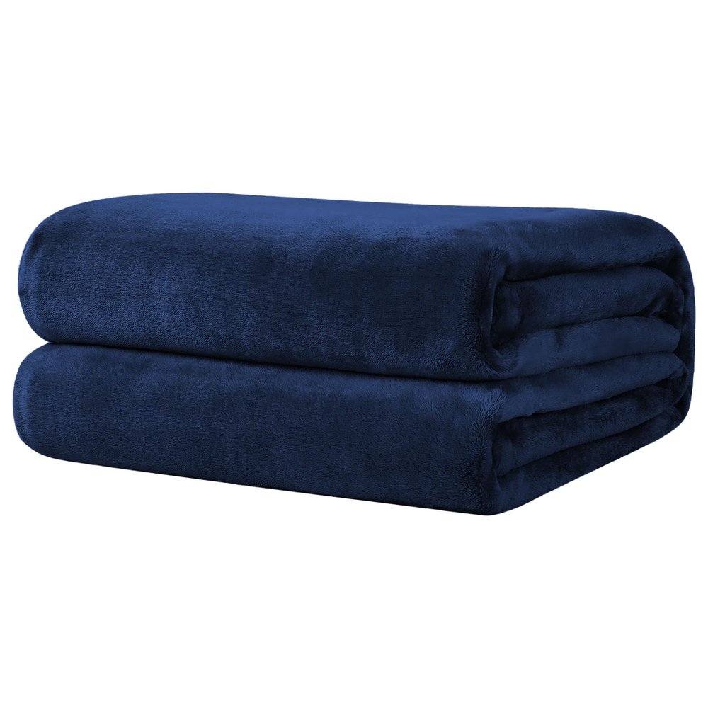 Sofa Throw Blanket 200 x 220 cm, Fluffy and Soft, Navy Blue