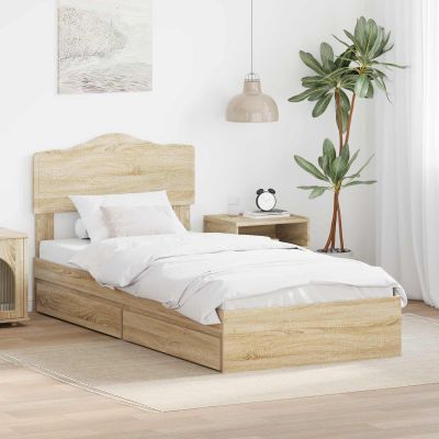 Kaloriko Storage Bed, Sonoma Oak, 90 x 200 cm