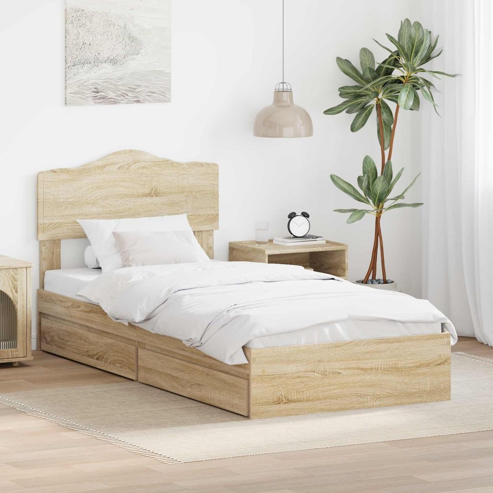 Kaloriko Storage Bed, Sonoma Oak, 90 x 200 cm
